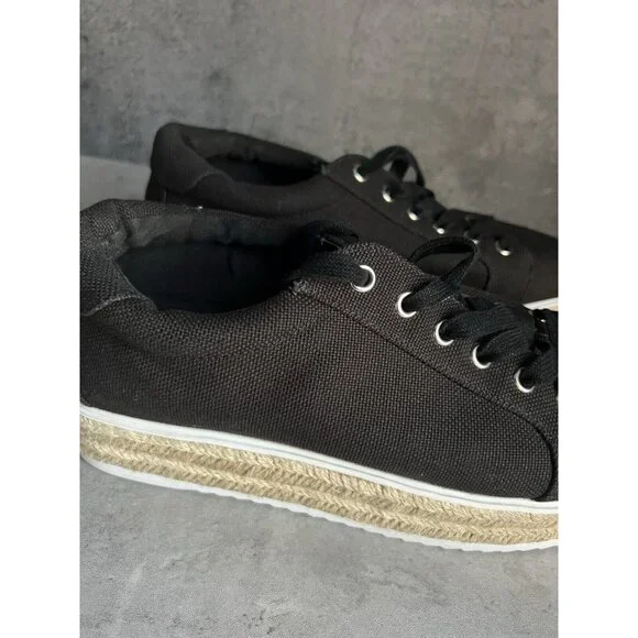 Steve Madden Karma Espadrille Sneakers Womens size 9.5 M Black White Platform - Picture 16 of 16